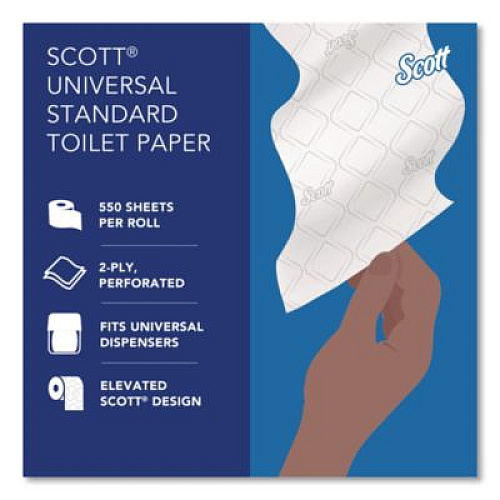 Scott Essential Standard Roll Bathroom Tissue for Business, Septic Safe, 2-Ply, White, 550 Sheets/Roll (04460RL)