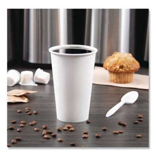 SOLO Paper Hot Cups, 16 oz, White, 50/Pack (316WPK)
