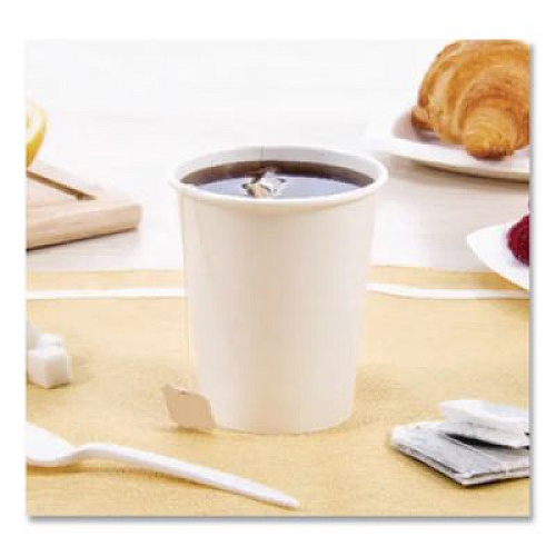 SOLO Single-Sided Poly Paper Hot Cups, 10 oz, White, 50/Sleeve, 20 Sleeves/Carton (370W)