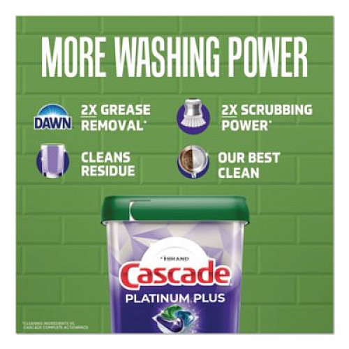 Cascade Platinum Plus ActionPacs Dishwasher Detergent Pods, Fresh Scent, 28.4 oz Tub, 47/Pack (06156PK)
