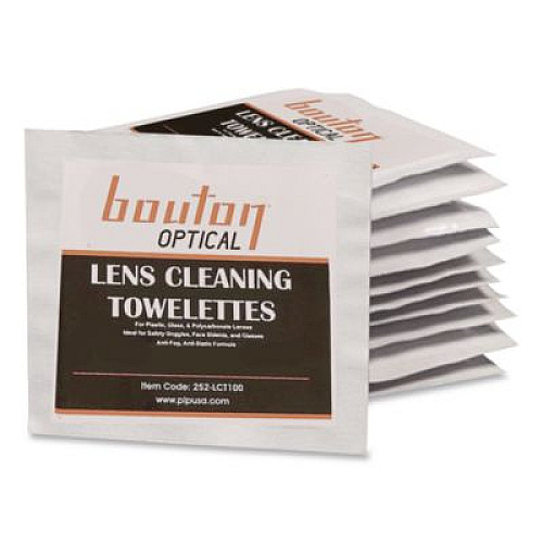 Bouton Optical Lens Cleaning Towelettes, Individually Wrapped in Dispenser Box, 100/Box (252LCT100)