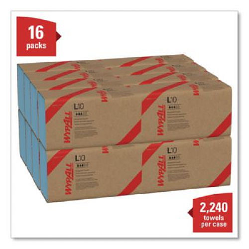 WypAll L10 Windshield Towels, Banded, 2-Ply, 9.38 x 10.25, Light Blue, 140/Pack, 16 Packs/Carton (05120)