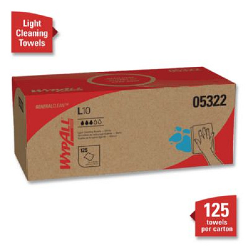 WypAll L10 Towels POP-UP Box, 1-Ply, 12 x 10.25, White, 125/Box, 18 Boxes/Carton (05322)