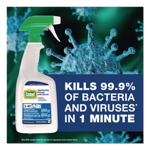Comet Disinfecting Cleaner with Bleach, Fresh Scent, 32 oz Bottles, 8 Bottles and 2 Trigger Sprayers/Carton (30314CT)