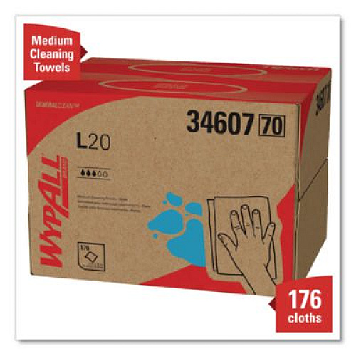WypAll L20 Towels, BRAG Box, 11.1 x 16.8, Unscented, White, 176/Box (34607)