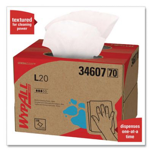 WypAll L20 Towels, BRAG Box, 11.1 x 16.8, Unscented, White, 176/Box (34607)