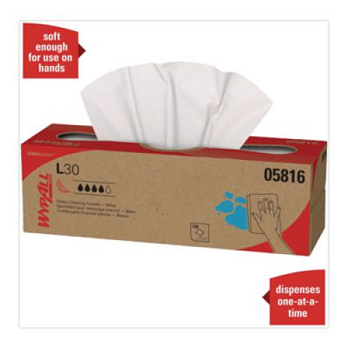 WypAll L30 Towels, POP-UP Box, 9.8 x 16.4, White, 120/Box, 6 Boxes/Carton (05816)