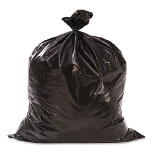 Berry Plastics Heavy-Duty Low-Density Wing Tie Contractor Bags, 55 gal, 3 mil, 35.75" x 53.88", Black, 15 Bags/Roll, 4 Rolls/Carton (WTCON55GAL)