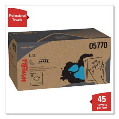 WypAll L40 Towels, Pro Towels, 12 x 23, White, 45/Box, 12 Boxes/Carton (05770)
