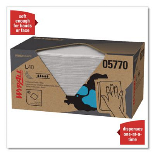 WypAll L40 Towels, Pro Towels, 12 x 23, White, 45/Box, 12 Boxes/Carton (05770)