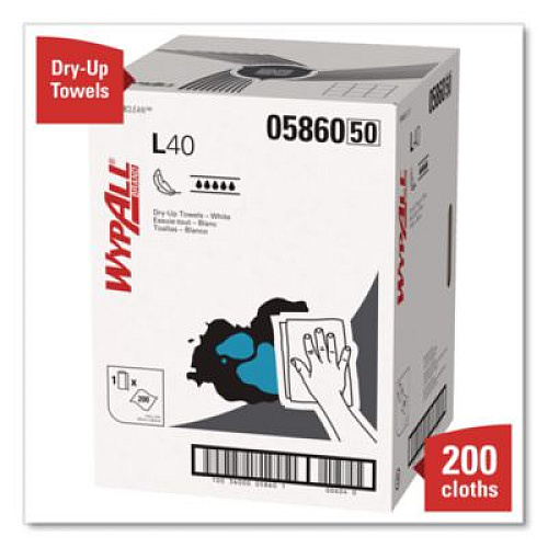 WypAll L40 Towels, Dry Up Towels, 19.5 x 42, White, 200 Towels/Roll (05860)