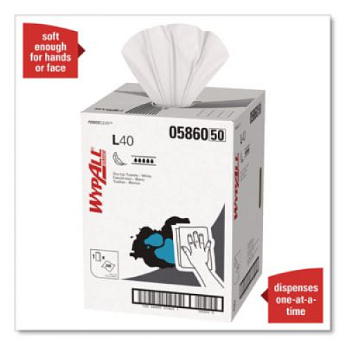WypAll L40 Towels, Dry Up Towels, 19.5 x 42, White, 200 Towels/Roll (05860)
