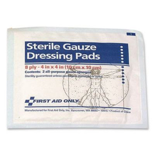 First Aid Only Sterile Gauze Pads, 4 x 4, 50/Box (J213)