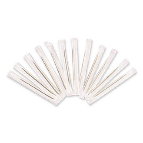 Handgards Individually Wrapped Round Wood Mint Toothpicks, 4", Natural, 1,000/Box, 12 Boxes/Carton (426605)