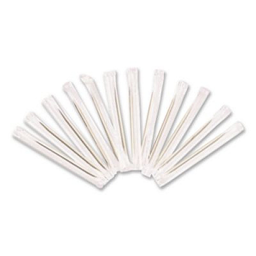 Handgards Individually Wrapped Round Wood Toothpicks, 4", Natural, 1,000/Box, 12 Boxes/Carton (HND14020)