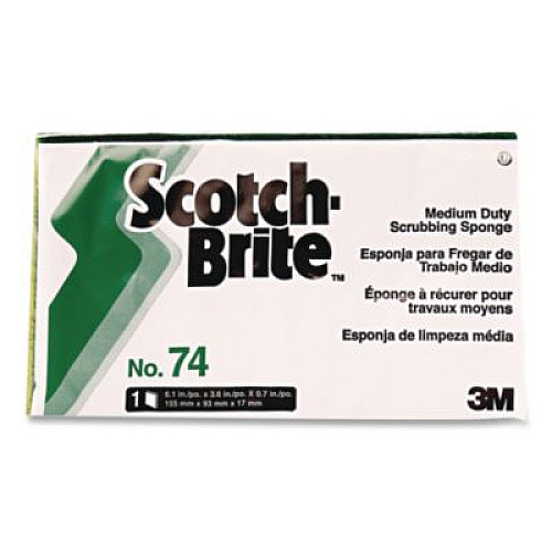 Scotch-Brite PROFESSIONAL Medium-Duty Scrubbing Sponge 74, 3.6 x 6.1, 0.7" Thick, Yellow/Green (74EA)