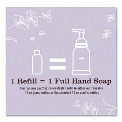 Mrs. Meyer's Clean Day Concentrated Foaming Hand Soap Dispenser Refill, Lavender Scent, 2 oz Bottle, 2/Pack (355611)