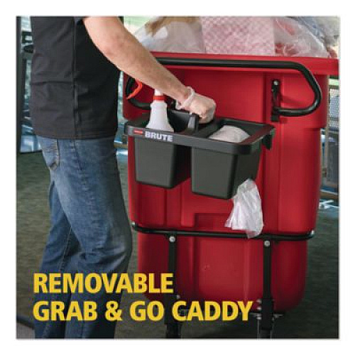 Rubbermaid Commercial BRUTE Ergonomic Rotomolded Tilt Truck Handle and Caddy, 25.45 x 12.82 x 15, Black (2221459)