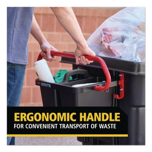 Rubbermaid Commercial BRUTE Ergonomic Rotomolded Tilt Truck Handle and Caddy, 25.45 x 25.45 x 15, Red/Black (2229066)