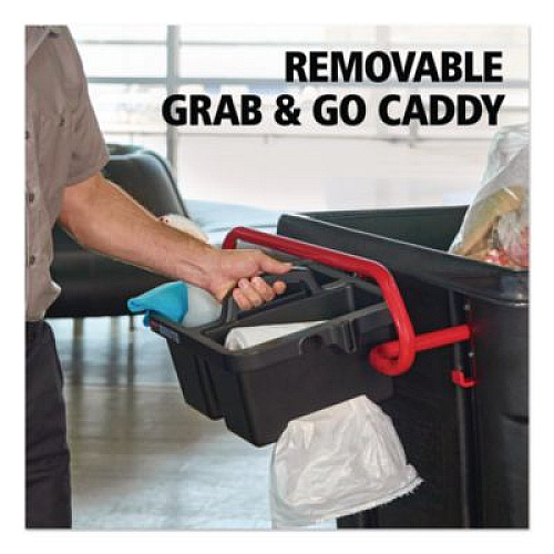 Rubbermaid Commercial BRUTE Ergonomic Rotomolded Tilt Truck Handle and Caddy, 25.45 x 25.45 x 15, Red/Black (2229066)
