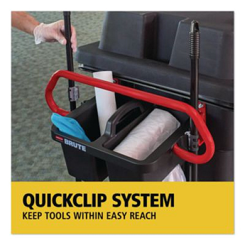 Rubbermaid Commercial BRUTE Ergonomic Rotomolded Tilt Truck Handle and Caddy, 25.45 x 25.45 x 15, Red/Black (2229066)