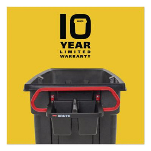 Rubbermaid Commercial BRUTE Ergonomic Rotomolded Tilt Truck Handle and Caddy, 25.45 x 25.45 x 15, Red/Black (2229066)