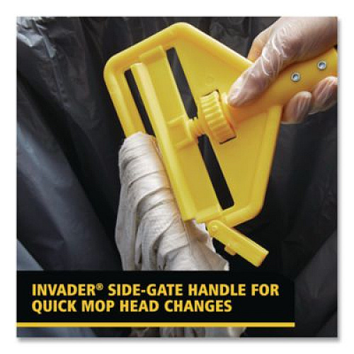 Rubbermaid Commercial Invader Fiberglass Side-Gate Wet-Mop Handle, 54", Gray/Yellow (H145)