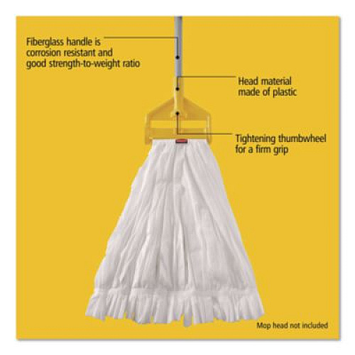 Rubbermaid Commercial Invader Fiberglass Side-Gate Wet-Mop Handle, 60", Gray/Yellow (H146)