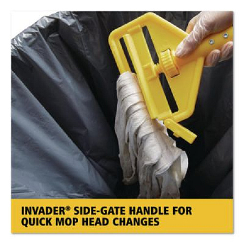 Rubbermaid Commercial Invader Fiberglass Side-Gate Wet-Mop Handle, 60", Gray/Yellow (H146)