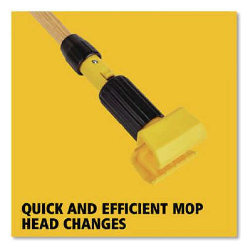 Rubbermaid Commercial Gripper Hardwood Mop Handle, 1.13" dia x 60", Natural/Yellow (H216)