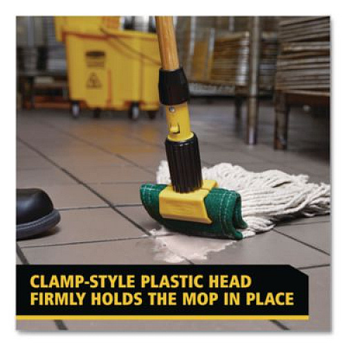 Rubbermaid Commercial Gripper Hardwood Mop Handle, 1.13" dia x 60", Natural/Yellow (H216)