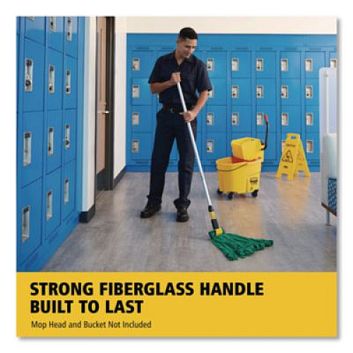 Rubbermaid Commercial Gripper Fiberglass Mop Handle, 1" dia x 60", Gray/Yellow (H246GY)