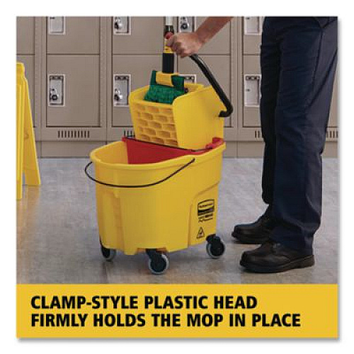 Rubbermaid Commercial Gripper Fiberglass Mop Handle, 1" dia x 60", Gray/Yellow (H246GY)