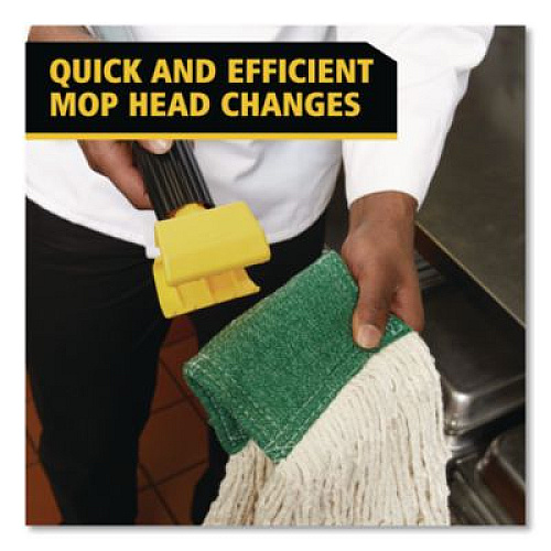 Rubbermaid Commercial Gripper Fiberglass Mop Handle, 1" dia x 60", Gray/Yellow (H246GY)