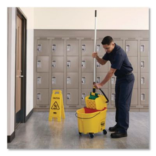 Rubbermaid Commercial Gripper Fiberglass Mop Handle, 1" dia x 60", Gray/Yellow (H246GY)