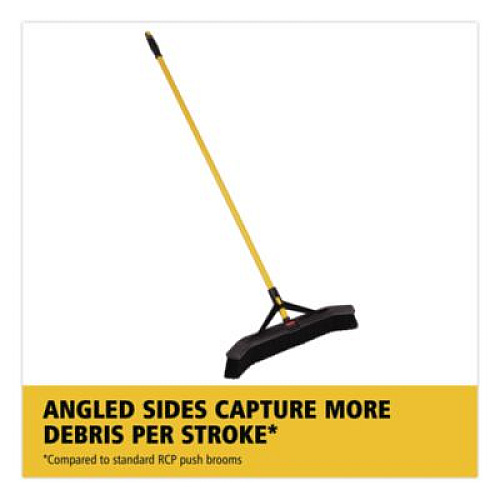 Rubbermaid Commercial Maximizer Push-to-Center Broom, Poly Bristles, 36 x 58.13, Steel Handle, Yellow/Black (2018728)
