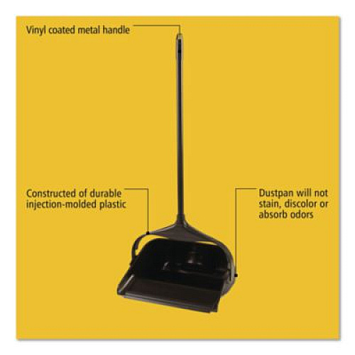 Rubbermaid Commercial Lobby Pro Upright Dustpan with Wheels, 12.5w x 37h, Polypropylene with Vinyl Coat, Black (253100BK)