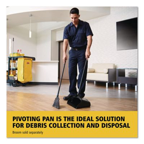 Rubbermaid Commercial Lobby Pro Upright Dustpan with Wheels, 12.5w x 37h, Polypropylene with Vinyl Coat, Black (253100BK)
