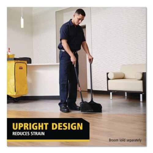 Rubbermaid Commercial Lobby Pro Upright Dustpan with Wheels, 12.5w x 37h, Polypropylene with Vinyl Coat, Black (253100BK)