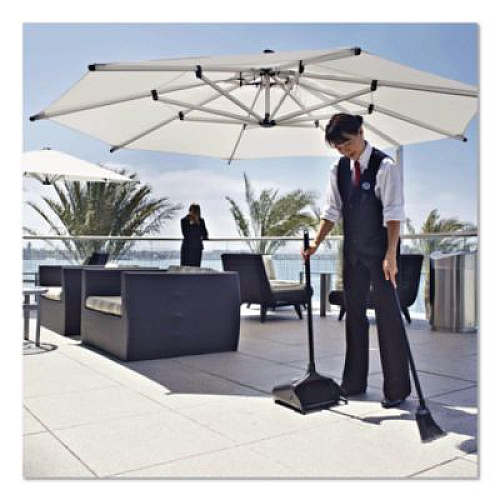 Rubbermaid Commercial Lobby Pro Upright Dustpan with Wheels, 12.5w x 37h, Polypropylene with Vinyl Coat, Black (253100BK)