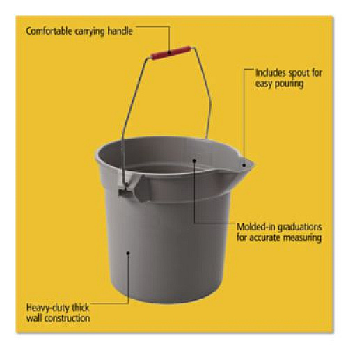 Rubbermaid Commercial 10 Quart Plastic Utility Pail, Plastic, Gray, 10.5" dia (296300GY)