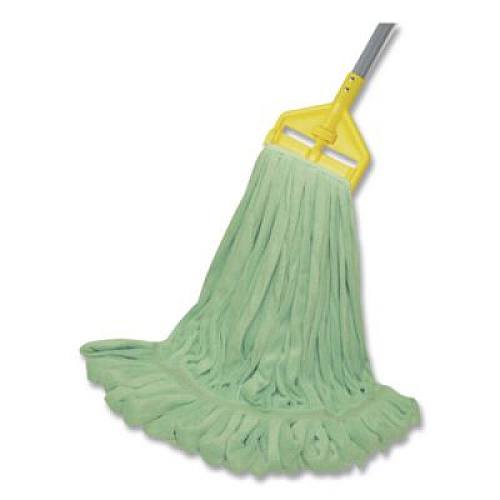 O'Dell EchoFiber Microfiber Loop Mop, Large, Split Microfiber, 16 x 16, 1.5" Headband, Green, 12/Carton (MWTLGNB)