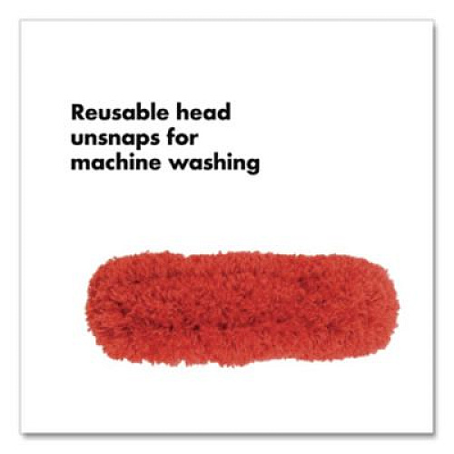 OXO Good Grips Microfiber Duster, 4" x 12" Orange Duster Head, 6" Black Handle (1335180)
