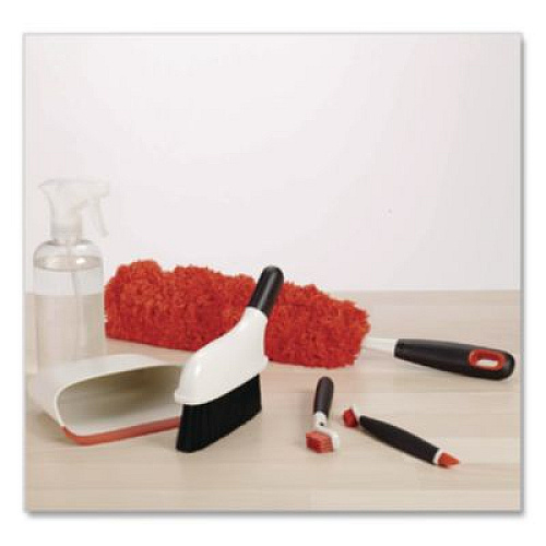 OXO Good Grips Microfiber Duster, 4" x 12" Orange Duster Head, 6" Black Handle (1335180)