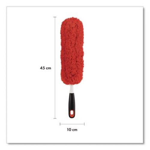 OXO Good Grips Microfiber Duster, 4" x 12" Orange Duster Head, 6" Black Handle (1335180)