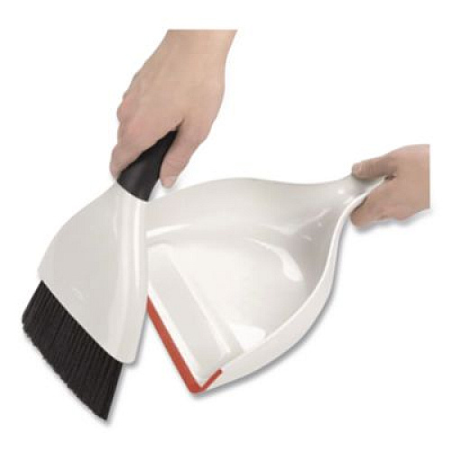 OXO Good Grips Dust Pan and Brush, 12 x 9, 2" Handle, Plastic, White (1334480)