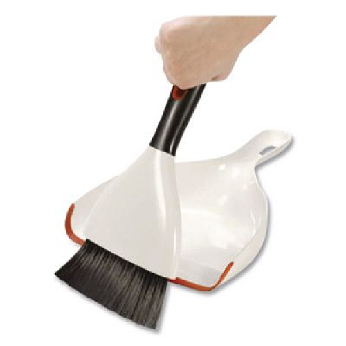 OXO Good Grips Dust Pan and Brush, 12 x 9, 2" Handle, Plastic, White (1334480)