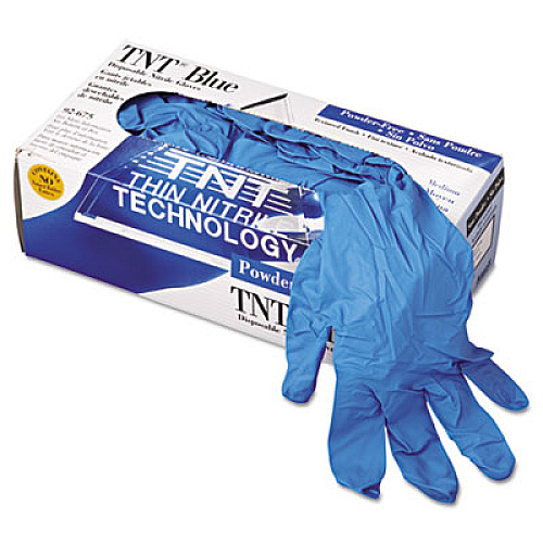 AnsellPro TNT Disposable Nitrile Gloves, Non-powdered, Blue, Medium, 100/Box (92675M)
