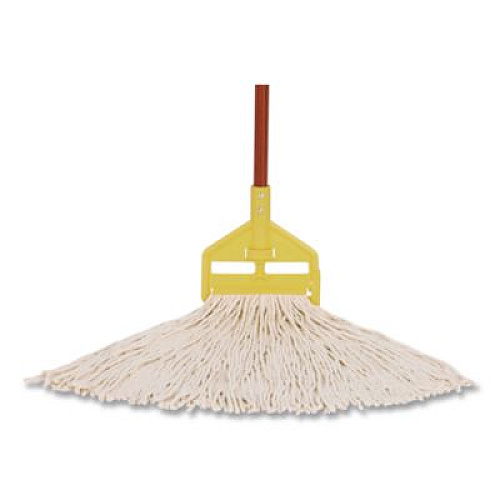 Rubbermaid Commercial Non-Launderable Premium Cut-End Cotton Wet Mop Head, 16 oz, White, 1" White Band, 12/Carton (F11612)
