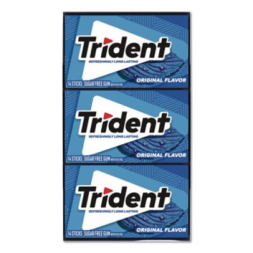 Trident Sugar-Free Gum, Original Mint, 14 Sticks/Pack, 12 Pack/Box (12546)